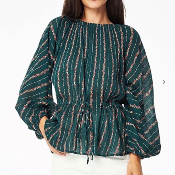 Roller Rabbit Mateaus Linden Cotton Gauze Peasant Top - Picture 2 of 13